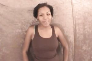 Busty and glamorous legal age teenager hoodrat flashes her bazookas