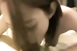 Hot amateur bosomy brunette BBC slut enjoyed blowing palatable prick