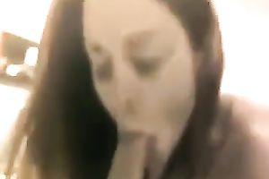 Hot amateur bosomy brunette BBC slut enjoyed blowing palatable prick