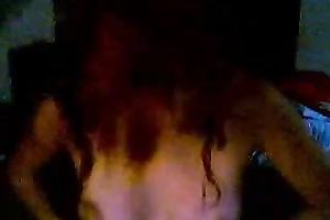 Playful non-professional legal age teenager playgirl in the black on web camera chat