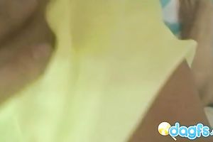 Busty suntanned sexy bimbo blows wang and sticks it in her arse