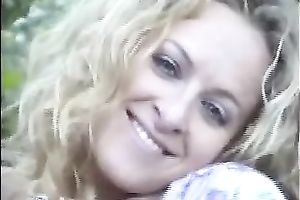 My seductive golden-haired whore in sunglasses teases me on web camera
