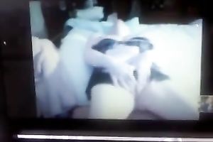 Salacious granny finger fucks her thick slit for me