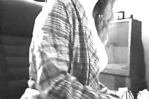 Black and white web camera episode of my roommate having joy with sex-toy