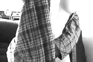 Black and white web camera episode of my roommate having joy with sex-toy