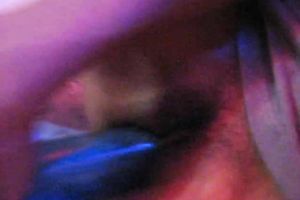 Sexy dark brown girlfriend in mask masturbating missionary style