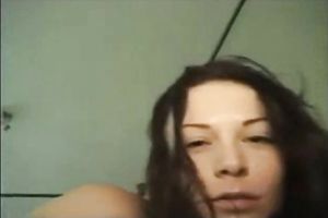 Naughty white brunette hair slut eats cock and rides it on top