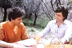 Dirty European wench in the kitchen with her 2 allies