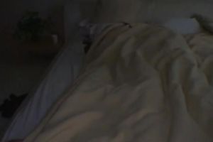 Pale skin brunette hair Japanese legal age teenager wakes up when her boyfriend begins teasing her
