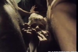 Slutty and filthy golden-haired with wonderful body has joy with 2 males