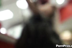 Awesome redhead sweetheart doesn't wear brassiere when this babe is outside