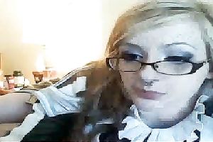 Alluring blonde playgirl flirts with me in tempting maid suit