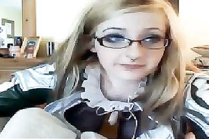 Alluring blonde playgirl flirts with me in tempting maid suit