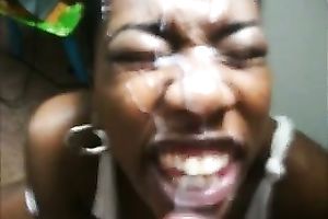 This perverted black bitch truly wishes a creamy enormous load on her face