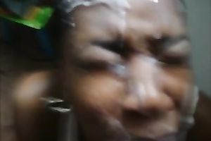 This perverted black bitch truly wishes a creamy enormous load on her face