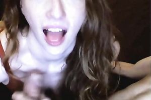 Brown haired Russian cam doxy gives irrumation to her paramour