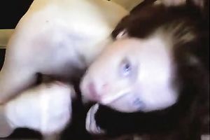 Brown haired Russian cam doxy gives irrumation to her paramour