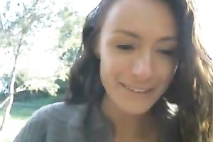 I receive naughty on a picnic and stuff my bald cunny with a sex toy