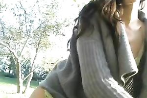 I receive naughty on a picnic and stuff my bald cunny with a sex toy