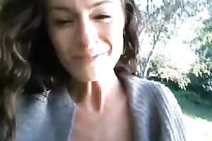 I receive naughty on a picnic and stuff my bald cunny with a sex toy