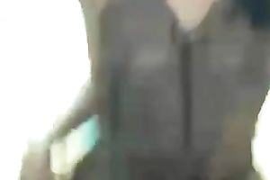 Latina babe with diminutive mambos flashes and masturbates