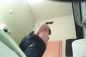 Hidden livecam movie of dilettante brunette hair in the public crap-house