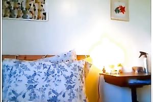 Adorable Asian legal age teenager pushing moist taut wet crack with large sex toy