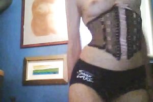 Pale skin anorexic livecam bitch dances showing off her mangos