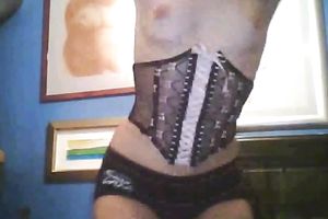 Pale skin anorexic livecam bitch dances showing off her mangos