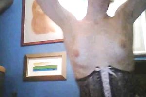 Pale skin anorexic livecam bitch dances showing off her mangos