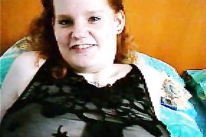 Ginger haired fat housewife joyfully exposes her hairy cunt