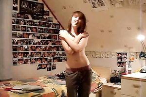 Barely legal redhead girlfriend gives me erotic dance topless