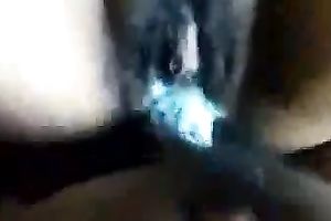 My creamed up large hard schlong in the hirsute pussy of my chick