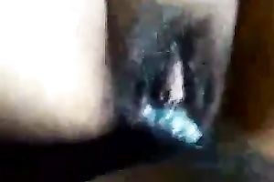 My creamed up large hard schlong in the hirsute pussy of my chick