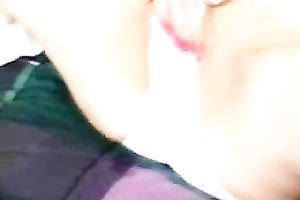 Sex-starved cheerleader rubs her love tunnel and sniffs her undies