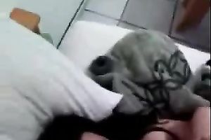 Sensual brunette hair sucks my ramrod and enjoys it unfathomable in missionary pose