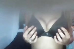 Amateur cutie worked on cam and undressed me her pale cute meatballs