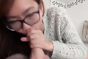 Asian 18 yo girlie engulfing my wang balls unfathomable in POV