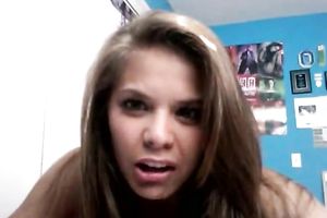 Adorable and playful housewife on livecam flashes her small tits