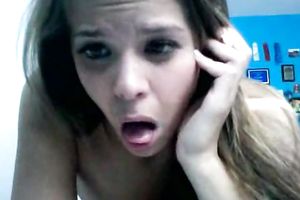 Adorable and playful housewife on livecam flashes her small tits