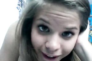 Adorable and playful housewife on livecam flashes her small tits