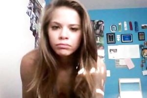 Adorable and playful housewife on livecam flashes her small tits