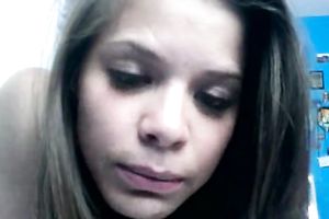 Adorable and playful housewife on livecam flashes her small tits