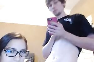 Nerdy dirty slut wife engulfing hard knob deepthroat in non-professional movie