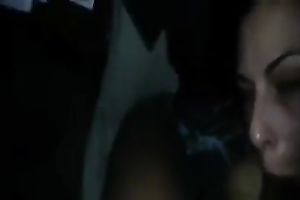 Lusty raven haired slim hottie works on several rock hard dongs at one time