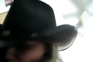 Busty legal age teenager honey wears a cowboy hat and rides me on top