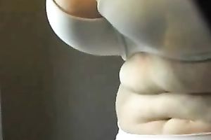 Nice closeup view of my favourite wife's large bazookas in white brassiere