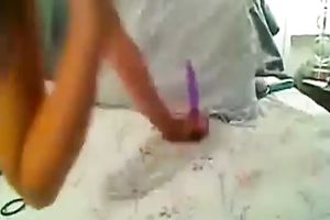 Sweet black haired leggy nympho with moist taut melons was stripping a bit