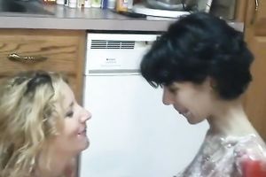 Dirty ribald lesbo scene with 2 brunette hair and blond mamas