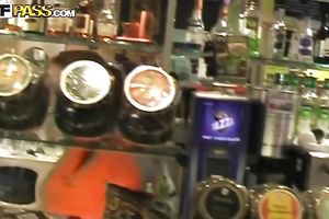 Russian pair Ksenia and Alex walk outside eating ice cock juice